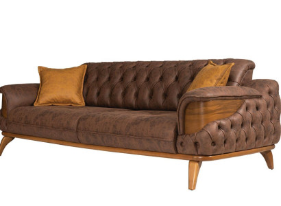 Three Seater Sofa Luxury Seater Chesterfield Leather Brown Design Living room